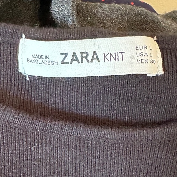 *ZARA* Black Long Sleeve Knit Dress Size Large - Picture 6 of 7